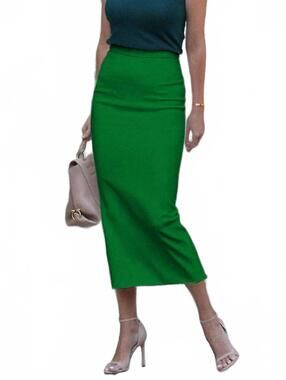 NEW VIVIDLUX zipper midi skirt in green